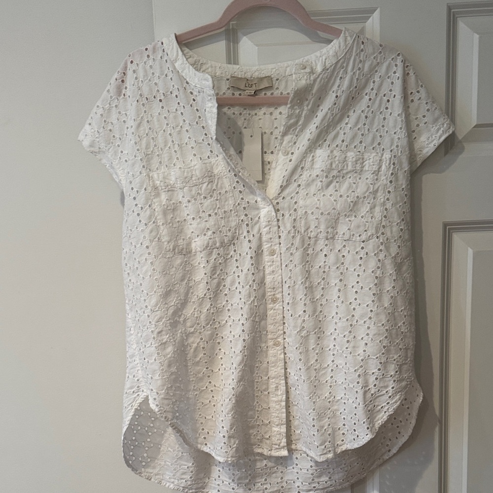 LOFT White Eyelet Blouse